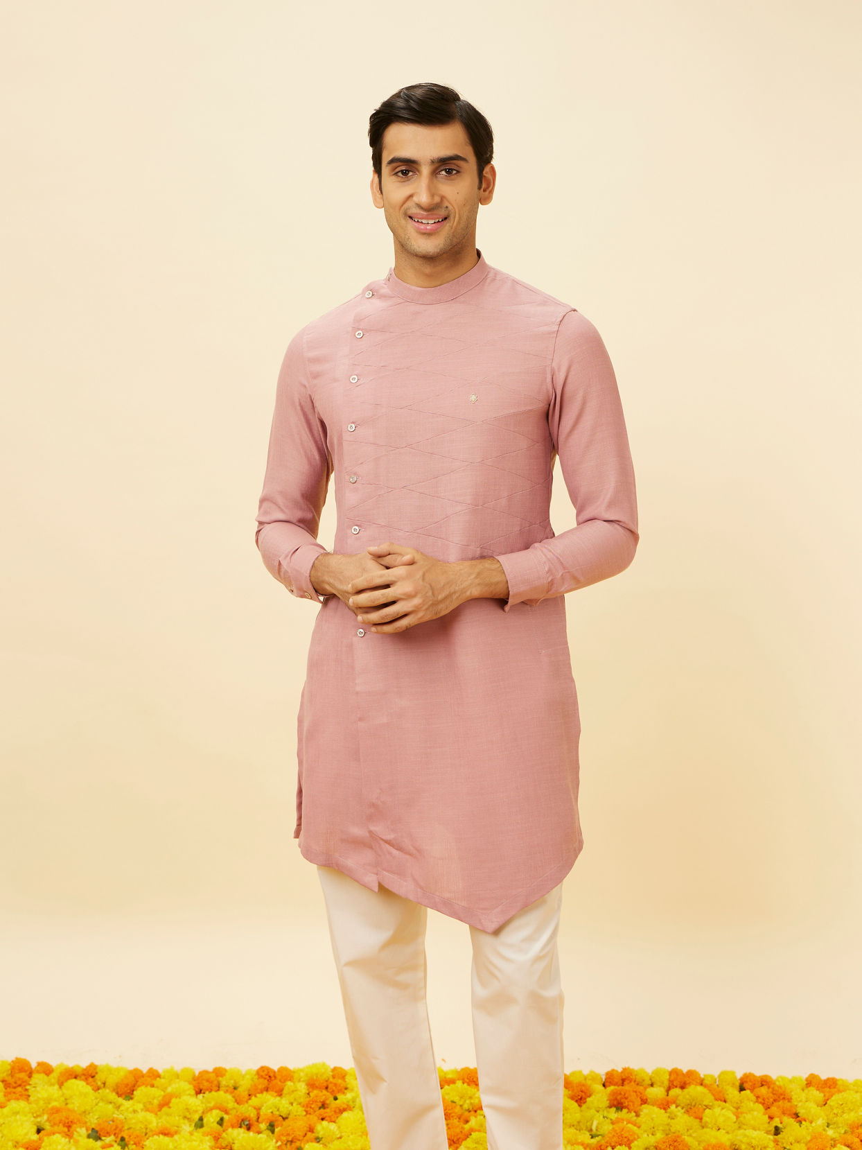 Quartz Pink Angrakha Kurta Set image number 0